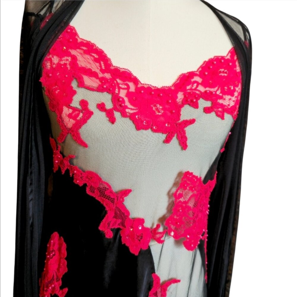 Fredericks of Hollywood vintage silk gown with matching peignoir size XL - Picture 7 of 15